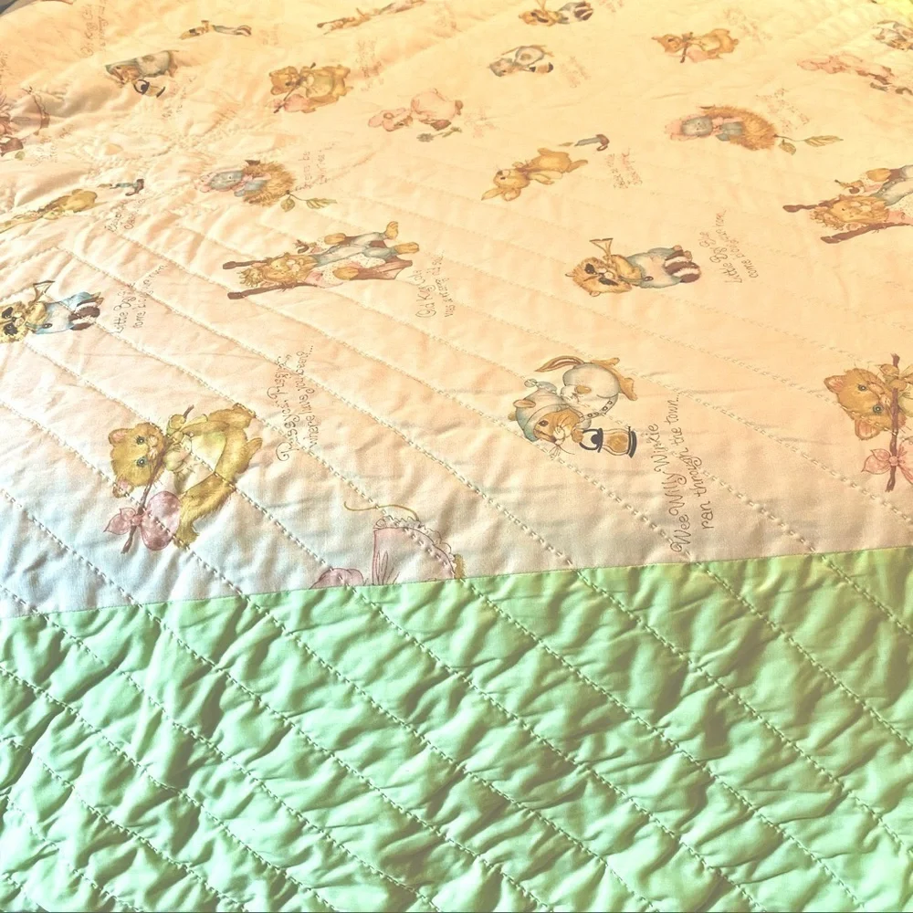 Vintage Handmade Quilted Blanket Twin Size 63x80